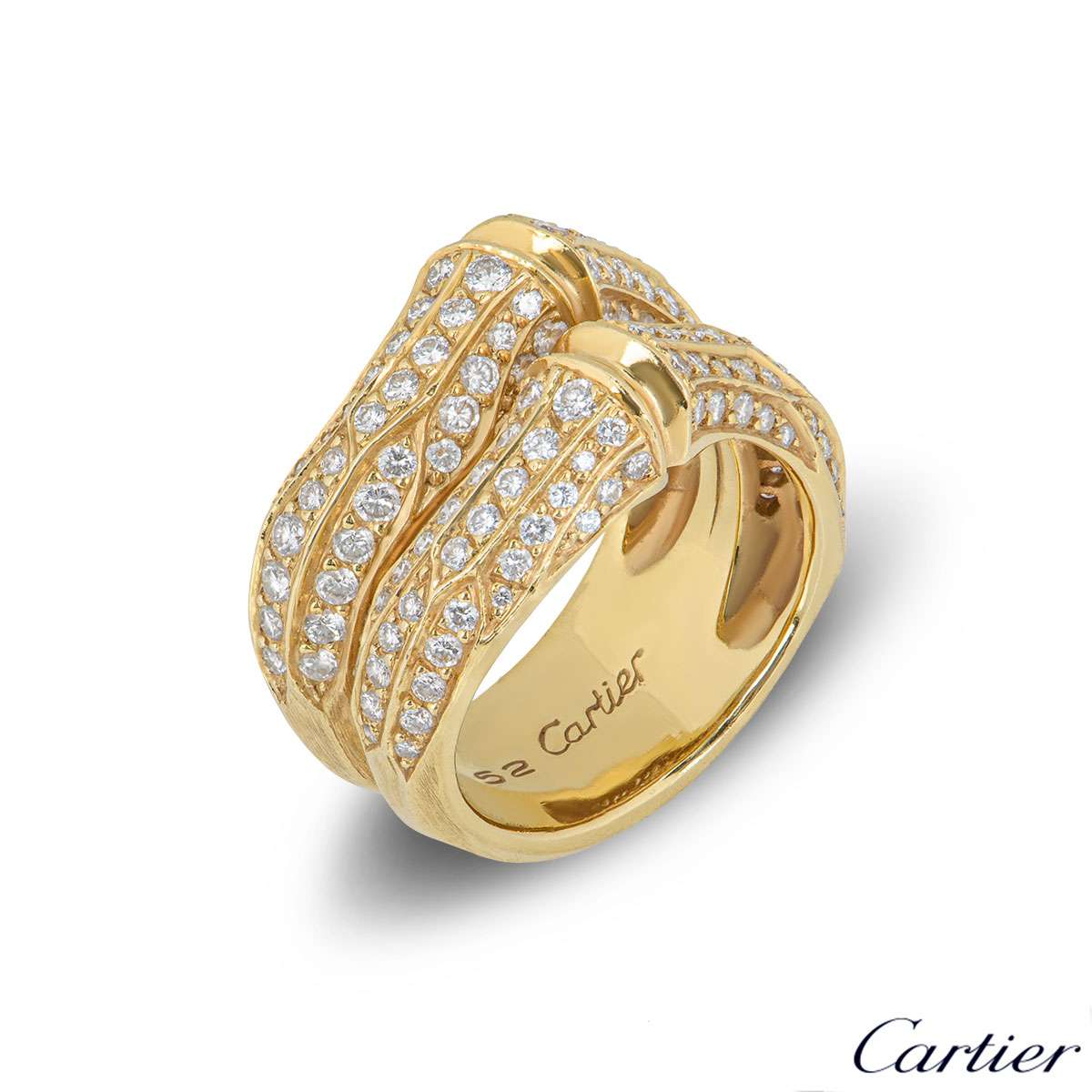 Cartier Yellow Gold Diamond Bamboo Ring | Rich Diamonds